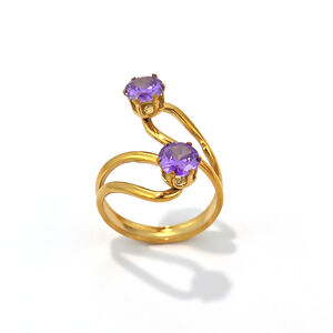 Simple Irregular Shape Stainless Steel Waterproof Gold Color Zircon Women's Gemstone Rings h5 Picture5