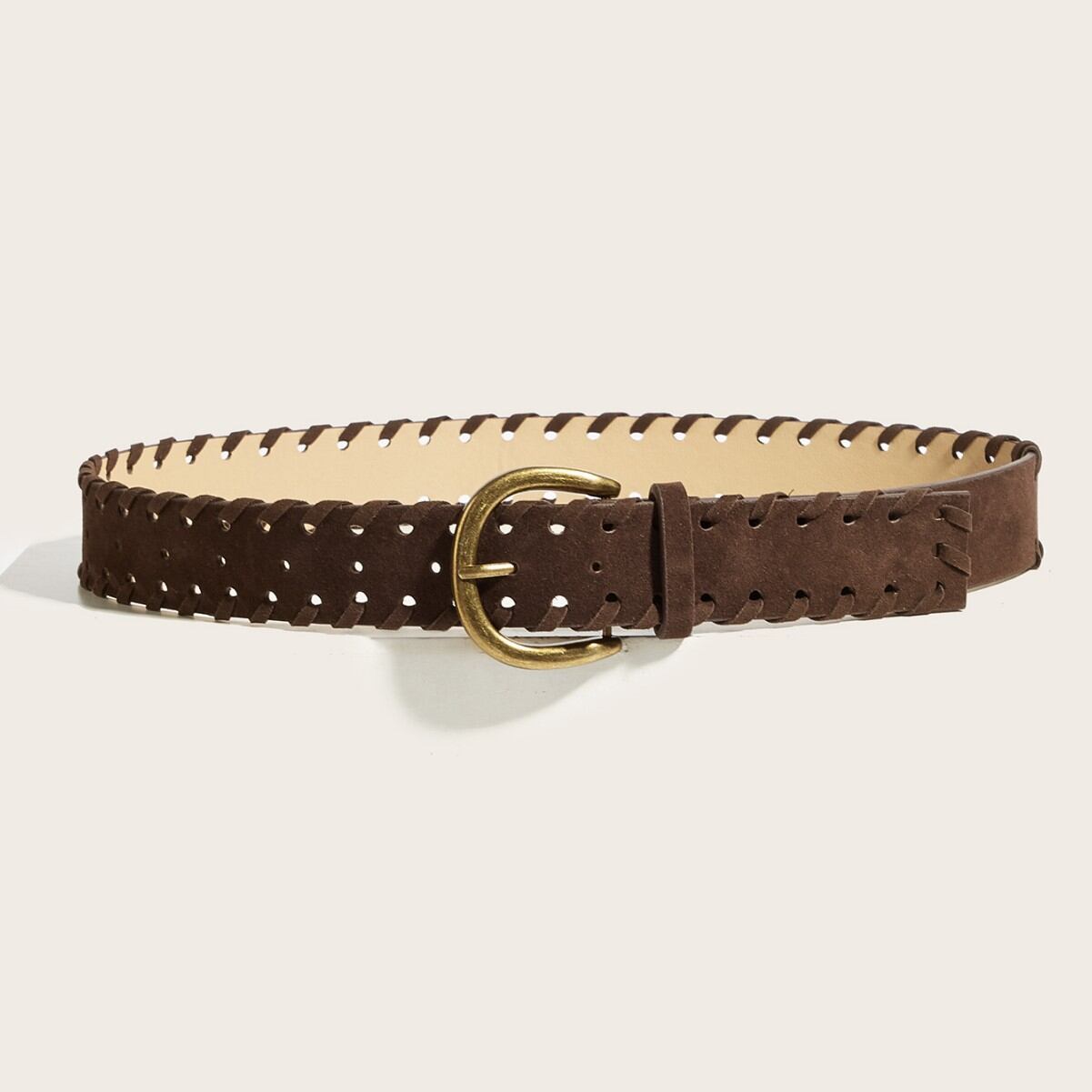 Simple Series Retro Solid Color Woven Premium Quality Pu Leather Belt h5 Picture3