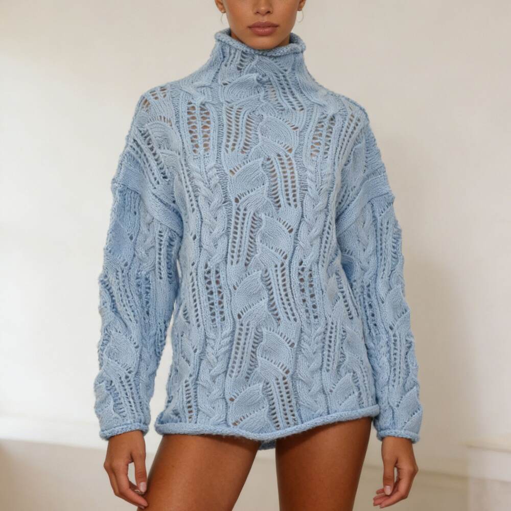 Elegante Top A Maniche Lunghe Minimalista A Tinta Unita Con Scollo A V.