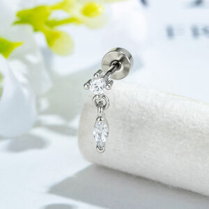 Simple Series Geometric Shape Copper Zircon Women's Piercing Earrings h5