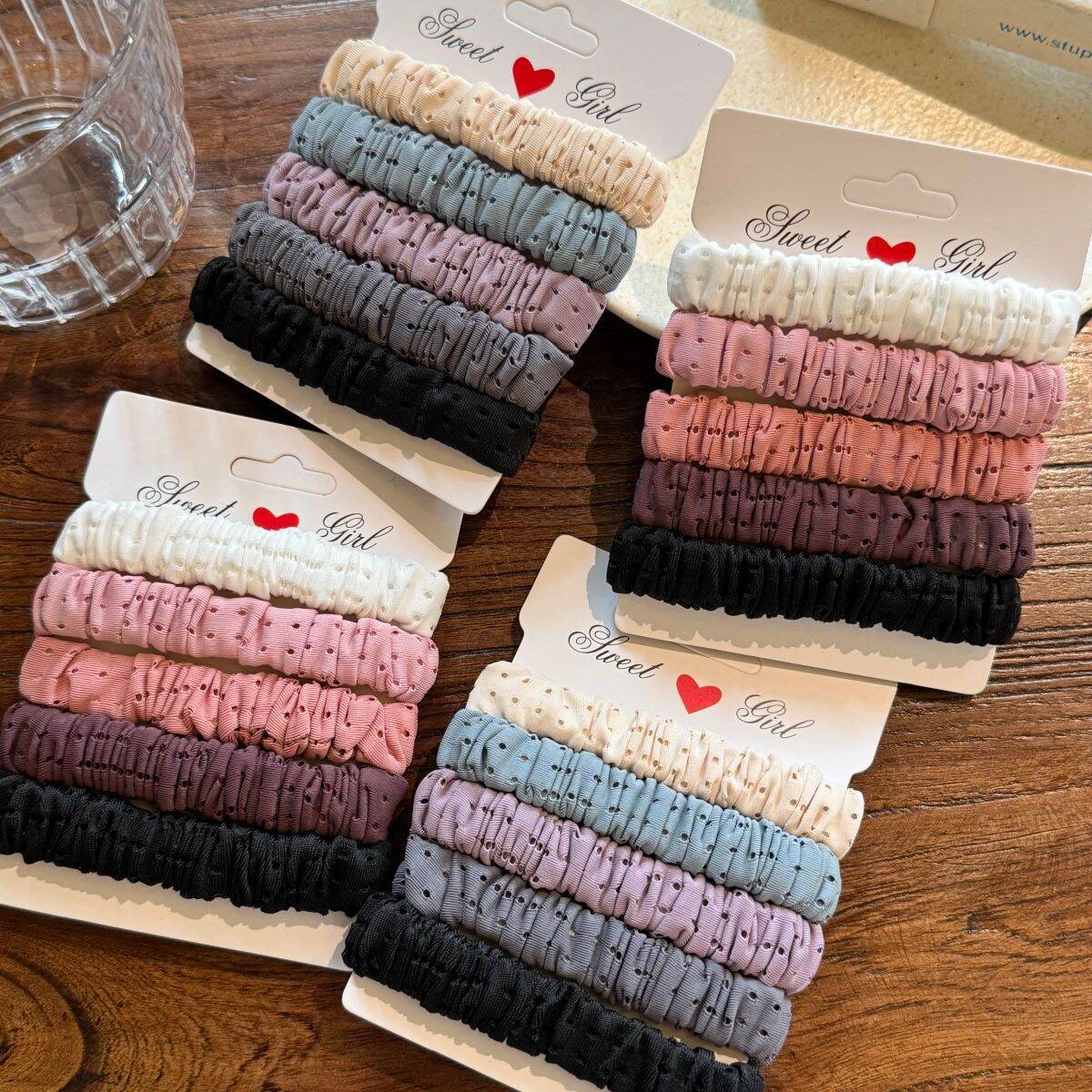 Simple Series Daily Polka Dots Mixed Color Fabric Hair Ties h5 Picture3