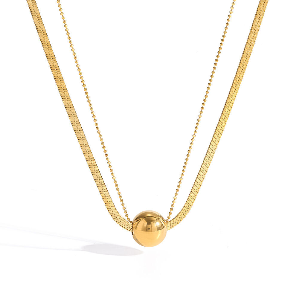 Collares De Mujer De La Serie Simple Daily Chain Circle De Acero Inoxidable, Resistentes Al Agua Y Color Dorado. h5 Imagen4