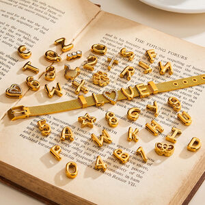Simple Series Diy Letter Heart Cross Number Stainless Steel Waterproof Gold Color Women's Pendants h5 Picture4