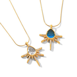 Collana Con Pendente Da Donna Simple Series Daily Dalla Forma Irregolare, Impermeabile, In Acciaio Inossidabile Color Oro Con Zirconi. h5 Immagine6