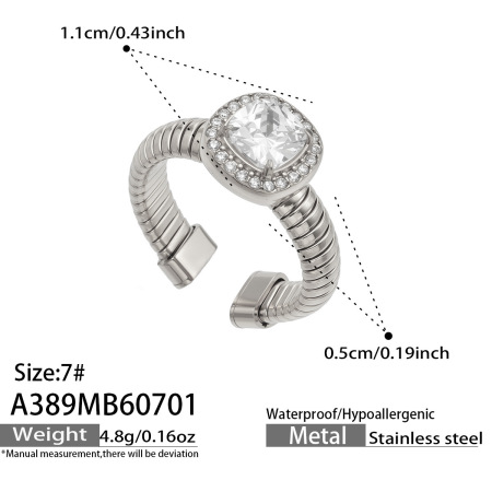 Luxe serie elegante, onregelmatig gevormde hartvormige, waterdichte, roestvrijstalen, goudkleurige zirkonia damesringen met edelsteen.