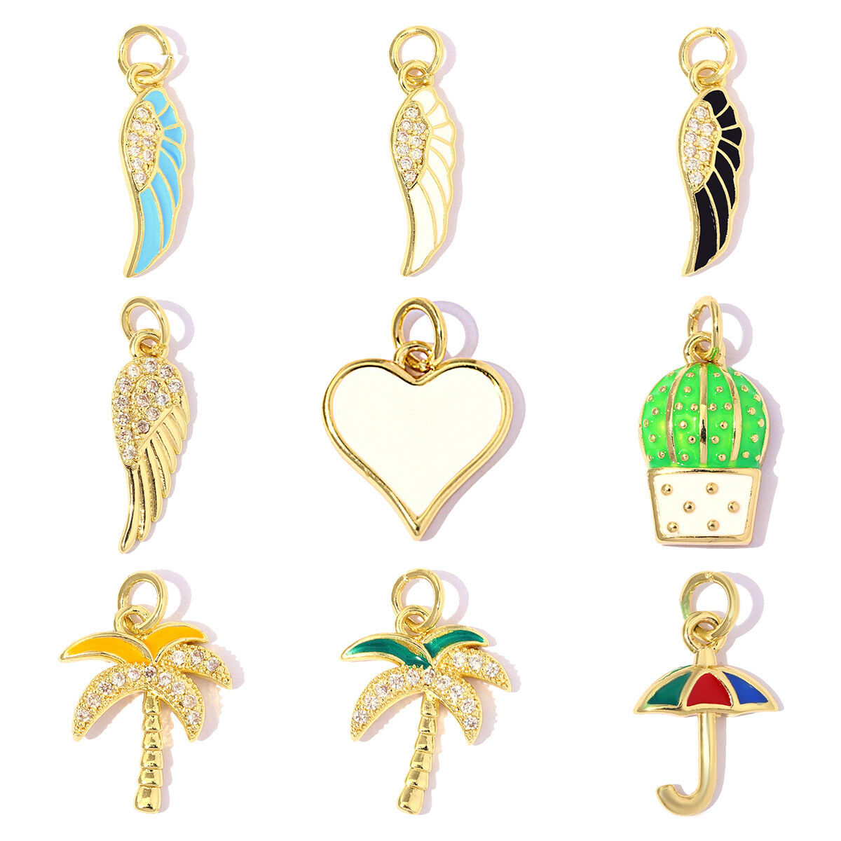 Romantic Series Diy Irregular Shape Plant Copper   Gold Color  Zircon Women's Pendants