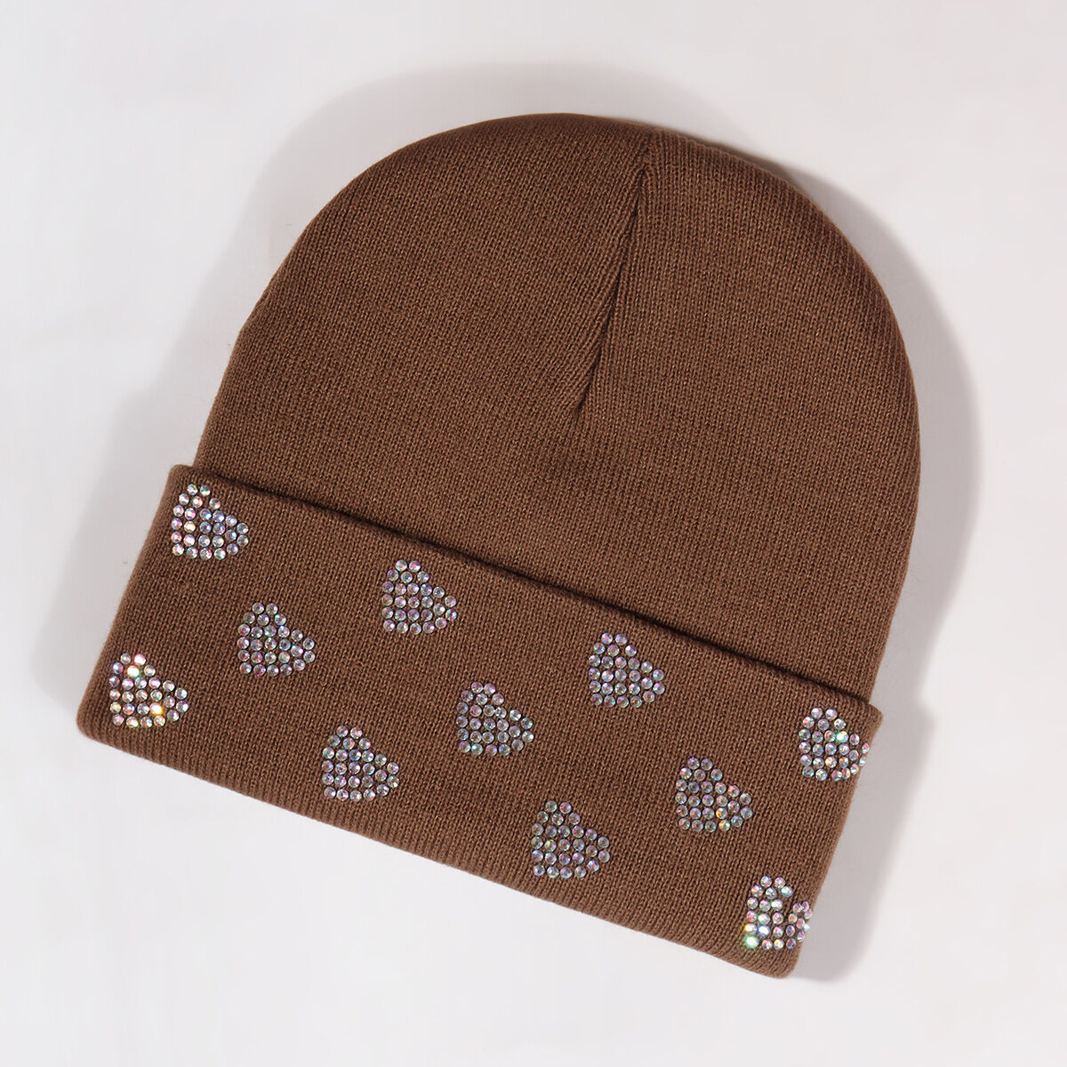 Simple Series Sweet Heart Solid Color Polyester Rhinestone Beanie h5 