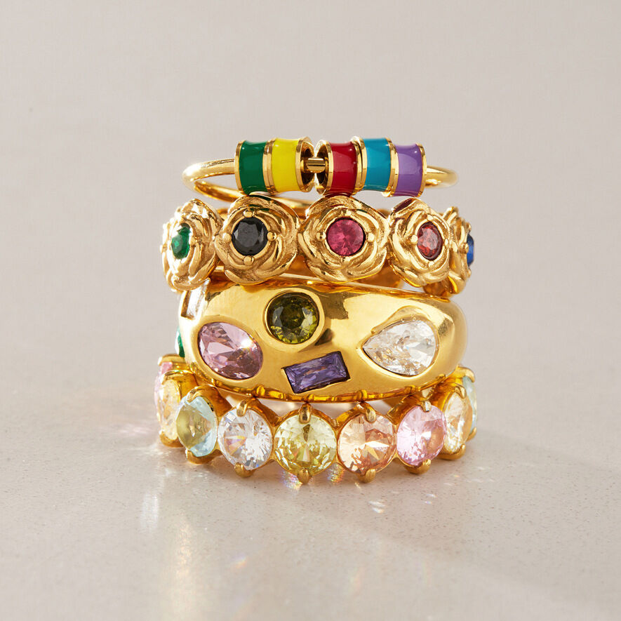 Luxuriöse Serie: Niedliche, Unregelmäßig Geformte, Wasserdichte Damenringe Aus Edelstahl In Goldfarbe Mit Zirkonia-Edelsteinen h5 Bild3