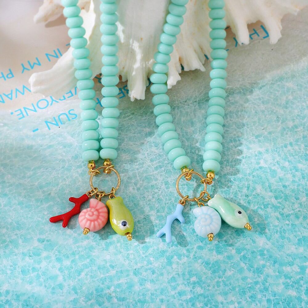 Collares De Mujer Con Cuentas De Resina Y Diseño De Peces De La Serie Romántica &Quot;Vacaciones&Quot; Imagen3