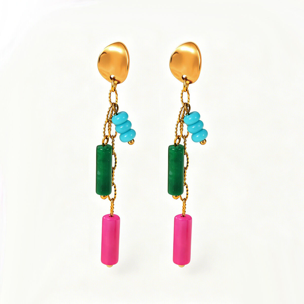 Orecchini Pendenti Da Donna Simple Series Daily Nassel In Acciaio Inossidabile Impermeabile Color Oro. h5 Immagine5