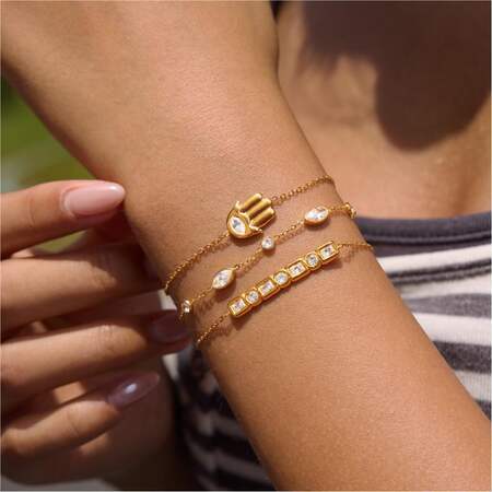 Simple Series Daily Irregular Shape Chain Stainless Steel Waterproof Gold Color Zircon Women's Charm Bracelets