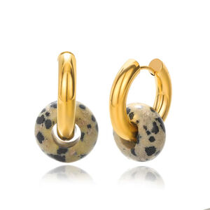 Simple Series Retro Circle Creolen Für Damen Aus Edelstahl, Wasserfest, Goldfarben, Mit Farbverlauf, Naturstein h5