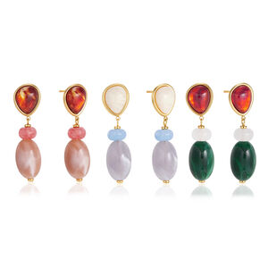 Simple Series Elegant Beads Ellipse Shape Stainless Steel Waterproof Gold Color Women's Beads Earrings h5 Picture5