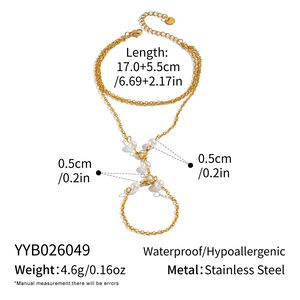 Chain Stainless Steel Waterproof Gold Color Artificial Pearl Women's Hand Chain h5