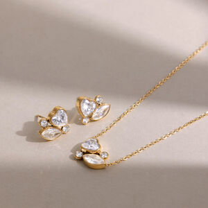 Luxurious Series Daily Irregular Shape Heart Stainless Steel Waterproof Gold Color Zircon Women's Necklaces Sets h5 Picture2