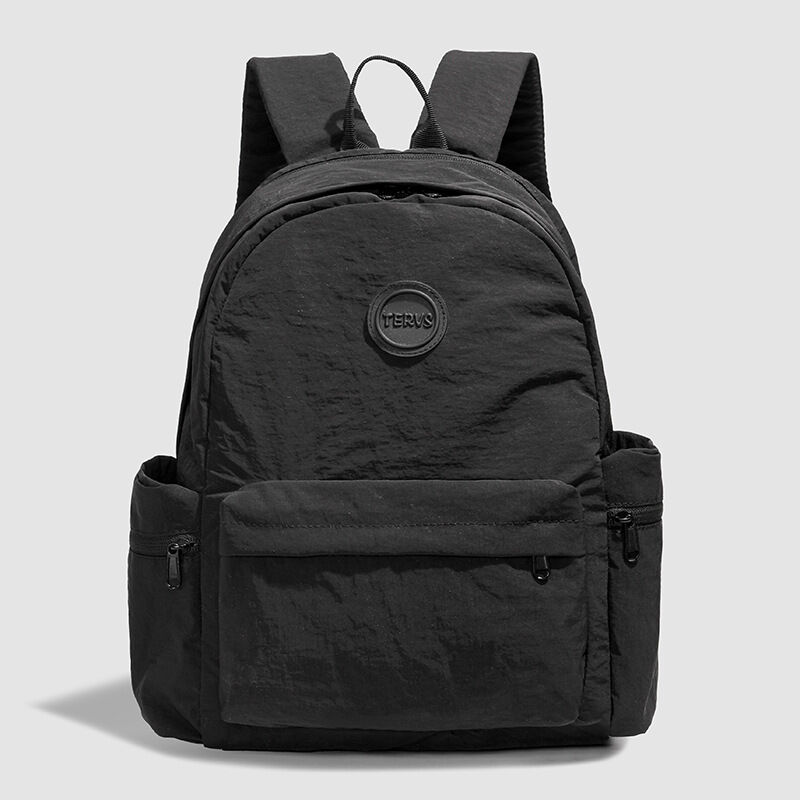 Lässiger Damenrucksack aus Nylon, ohne Aufdruck, einfarbig, rund h5 