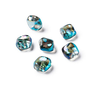 Simple Series Diy Irregular Shape Gradient Color Glass Gold Color Beads h5