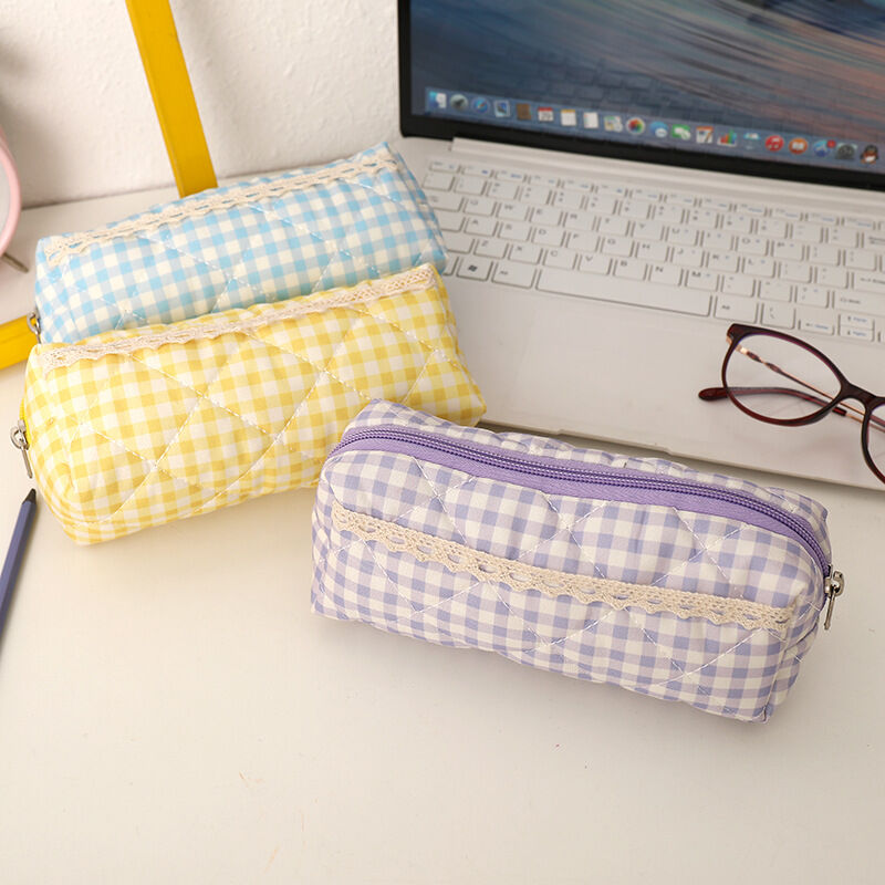Simple Series Sweet Fabric Plaid Pen Pouches h5Picture3