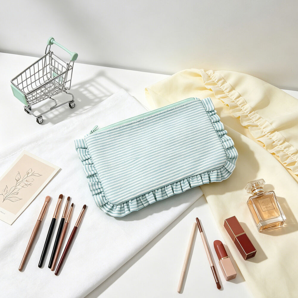 Bolsas De Maquillaje De Poliéster Con Rayas De Color Liso De La Serie Simple.