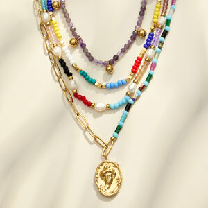 Colliers De Perles Pour Femmes, Collection Romantique Daily Beads, Pierres Naturelles Couleur Or h5 Image3