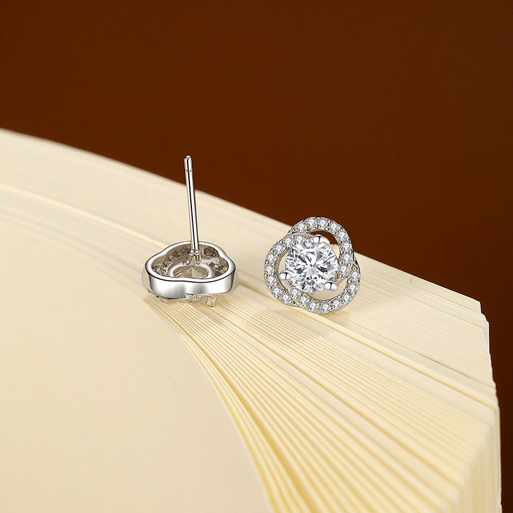 Luxurious Series Simple Geometric Shape 925 Sterling Silver Color Rhodium Plating  Women's Moissanite Earrings h5 Picture3
