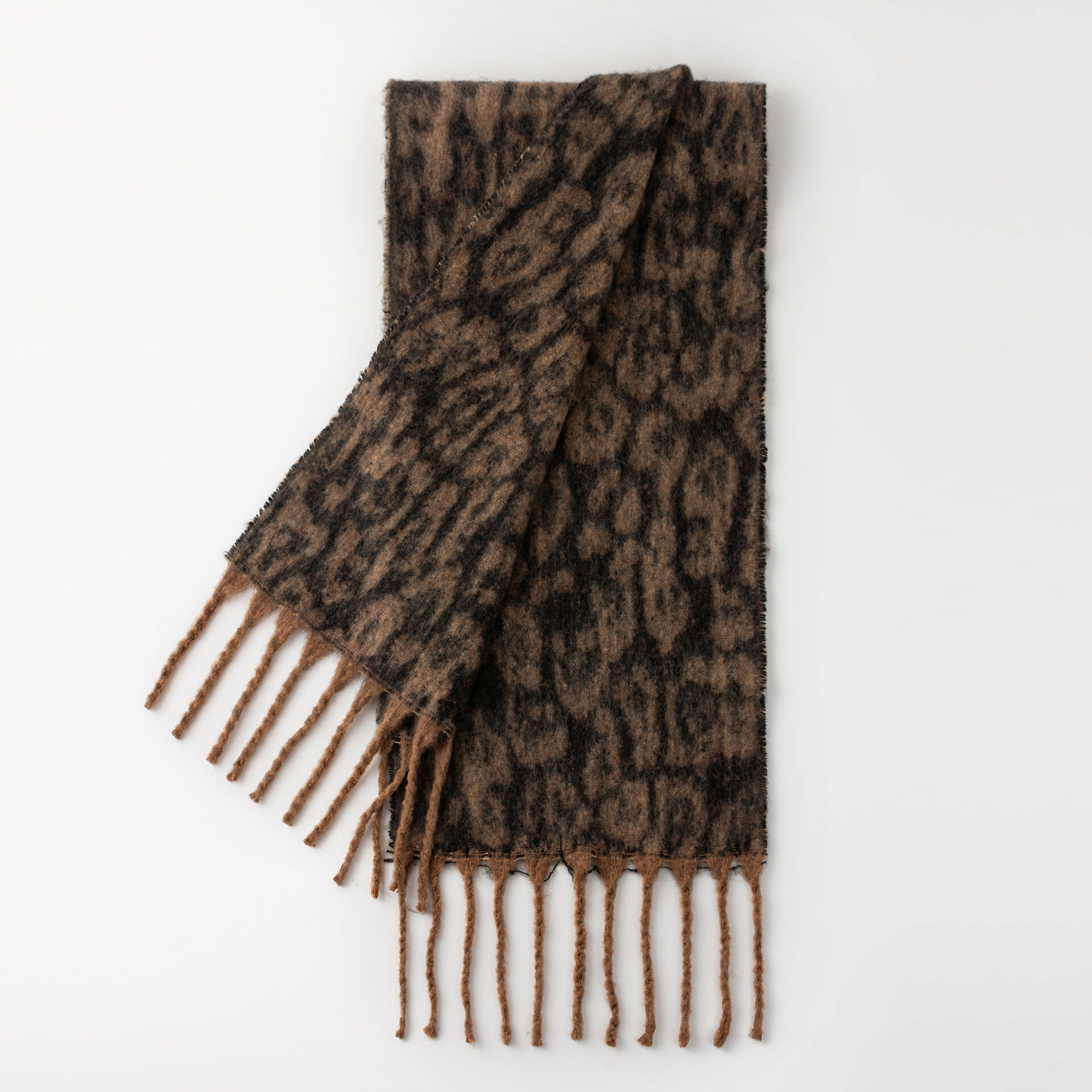 Simple Series Retro Leopard Print Tassel Winter Scarves
