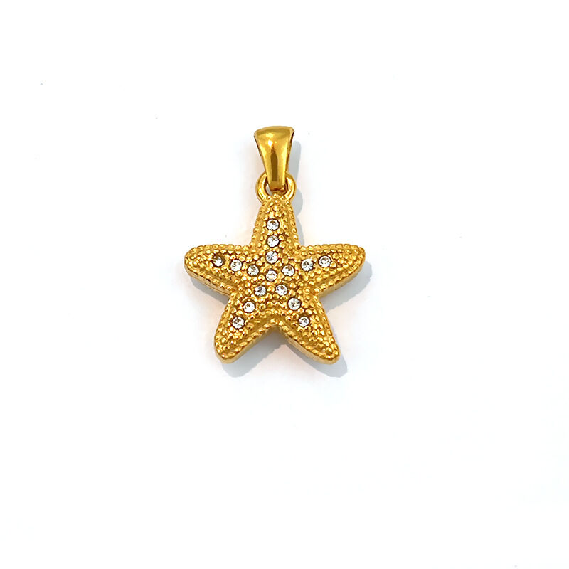 Oceanic Style Stainless Steel Waterproof Gold Color Rhinestone Women's Pendants h5 Picture4