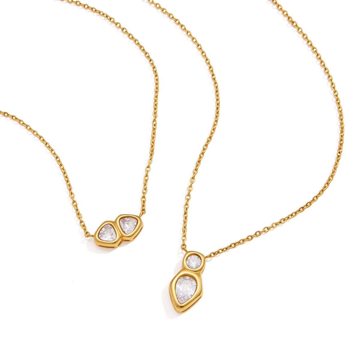 Collares Con Colgante Triangular De Acero Inoxidable Color Dorado, Elegante Forma Irregular, De La Serie Clásica. Imagen5