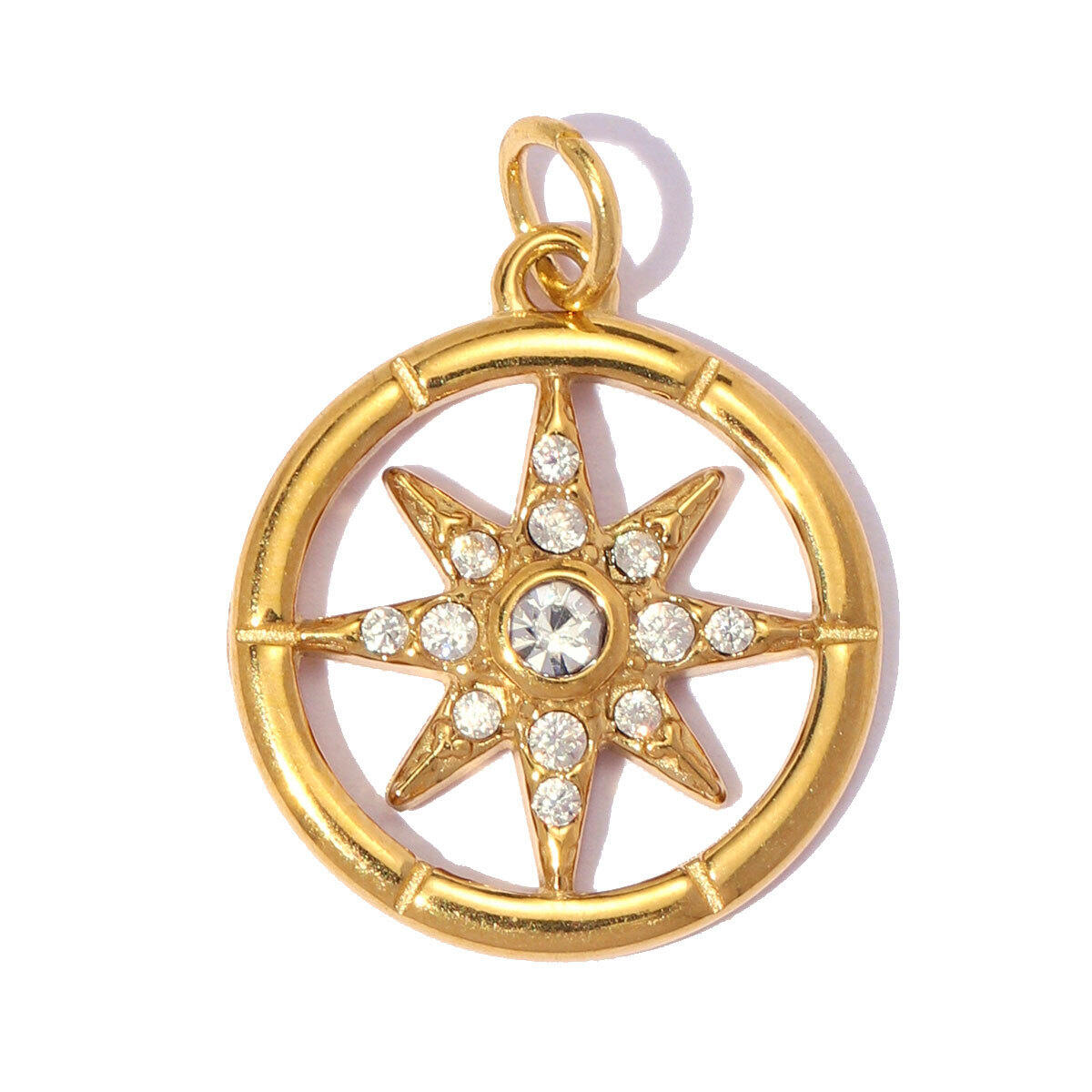 Ciondoli da donna fai da te a forma di cuore retrò in acciaio inossidabile color oro impermeabile con strass 2