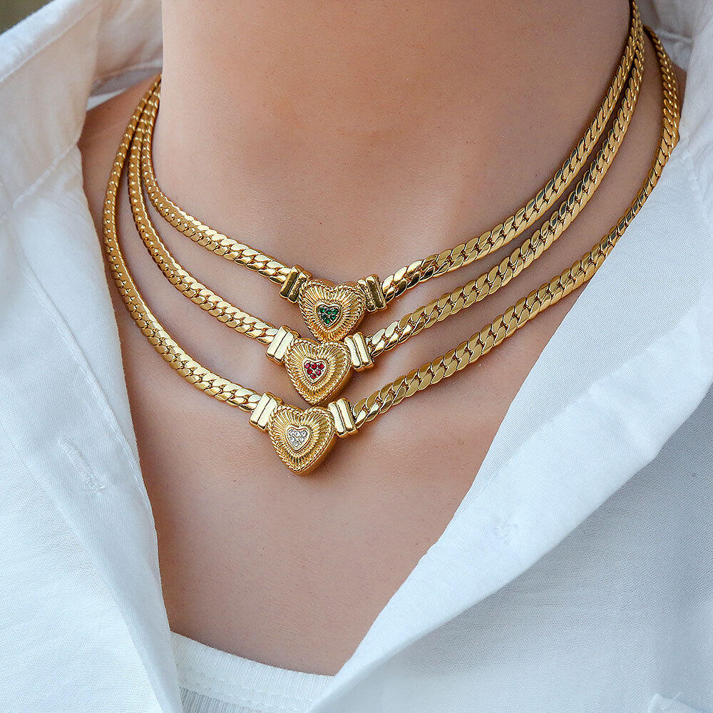 Eenvoudige serie hiphop/rock hartvormige ketting van roestvrij staal, waterdicht, voor dames.