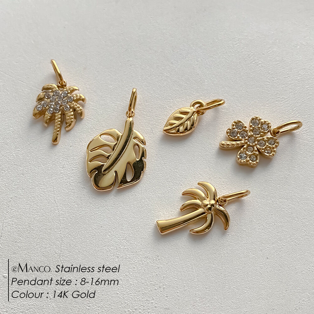 Classic Series Diy Leaf Plant Stainless Steel Waterproof   Gold Color  Women's Pendants h5 Picture4