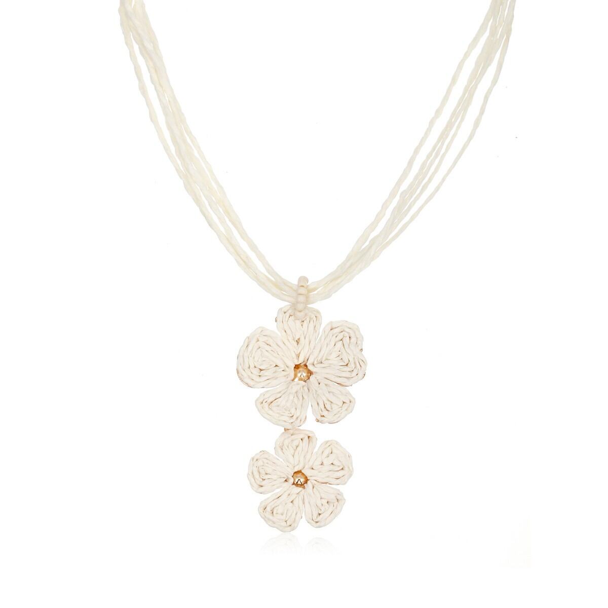 Romantic Series Vacation Flower Leaf Raffia Women's Braided Necklaces Picture2