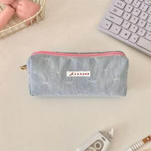 Estuches Para Bolígrafos De Poliéster Sencillos, Informales, Con Lazo En Forma De Corazón Y De Color Liso, De La Serie Simple. h5