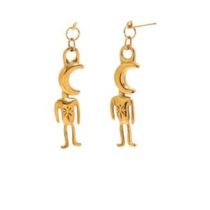 Simple Series Cute Animal Moon Stainless Steel Waterproof Gold Color Women's Drop Earrings h5 Picture4