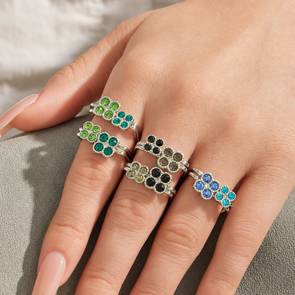 Romantic Series Sweet Flower Stainless Steel Waterproof Gold Color Zircon Ring Sets h5Picture4