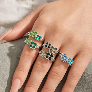 Romantic Series Sweet Flower Stainless Steel Waterproof Gold Color Zircon Ring Sets h5 Picture4