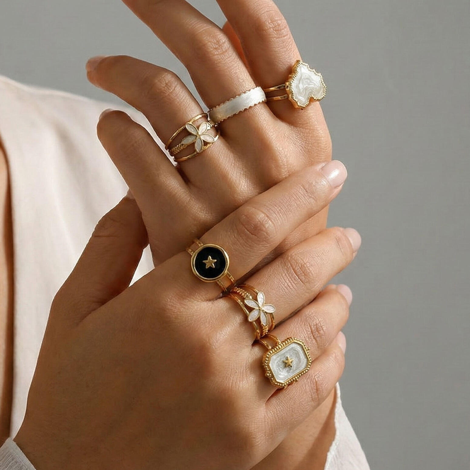Simple Series Sweet Irregular Shape Heart Bow Knot Stainless Steel Waterproof Statement Rings h5 Picture3
