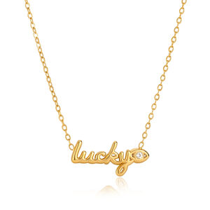 Simple Series Simple Letter Stainless Steel Waterproof Gold Color Zircon Women's Necklaces Sets h5 Picture5
