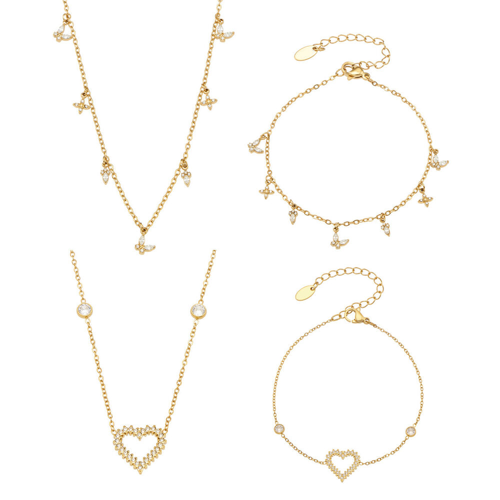 Colliers Pendentifs Pour Femmes, Collection Simple, Élégants, En Forme De Cœur Et D'Étoile, En Acier Inoxydable Étanche, Couleur Or h5Image5