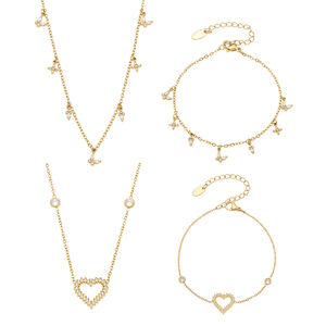 Colliers Pendentifs Pour Femmes, Collection Simple, Élégants, En Forme De Cœur Et D'Étoile, En Acier Inoxydable Étanche, Couleur Or h5 Image5