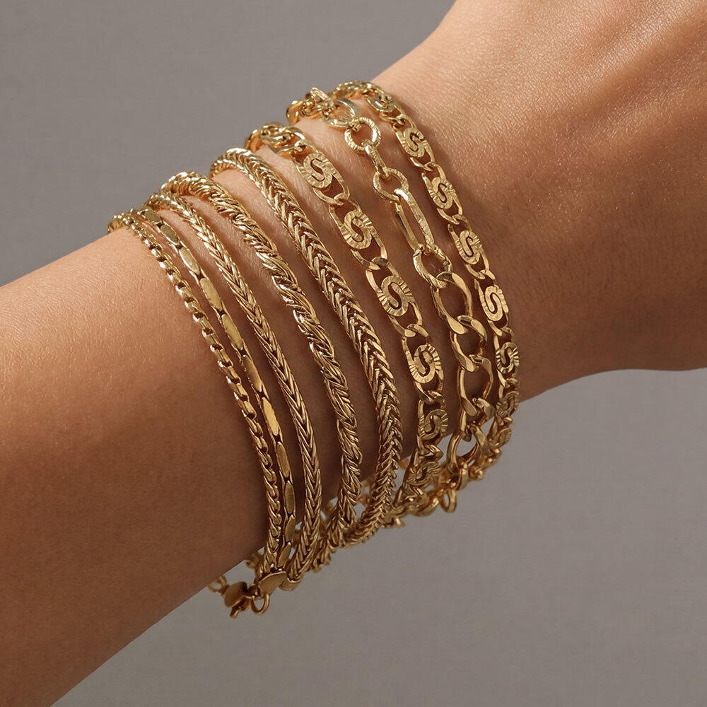Eenvoudige serie dagelijkse patchwork ketting, roestvrijstalen waterdichte damesarmbanden