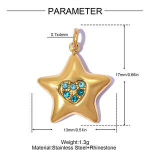 Simple Series Heart Star Stainless Steel Waterproof Gold Color Rhinestone Women's Pendants h5