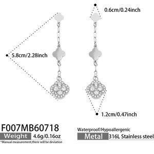 Romantic Series Sweet Flower Stainless Steel Waterproof Gold Color Zircon Women's Dangle Earrings h5
