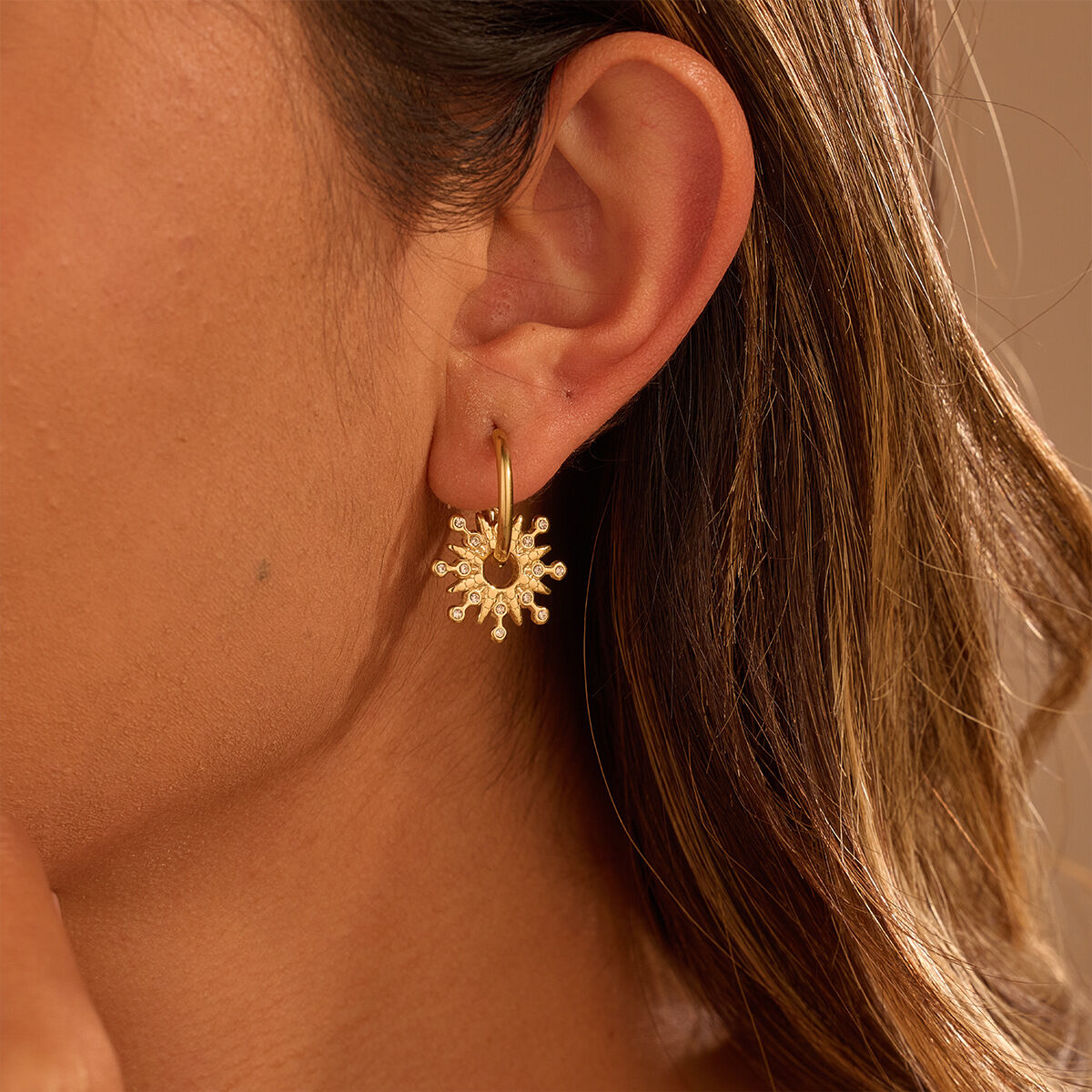 Simple Series Daily Circle Stainless Steel Waterproof Women's Gold Color Hoop Earrings