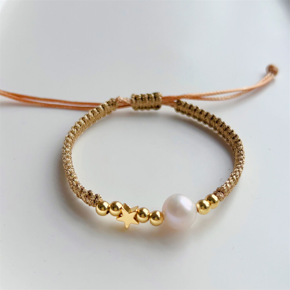 Simple Series Vacation Star Smiling Face Woven Rope   Gold Color  Women's Braided Bracelets 