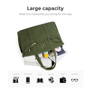 Casual Style Metal Hardware Solid Color Mixed Color Canvas Women's Square Handbags h5 Picture6