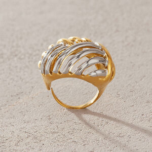 Anillos Llamativos De Acero Inoxidable Resistentes Al Agua, Con Diseño Retro Calado En Colores Dorado Y Plateado. h5 Imagen3