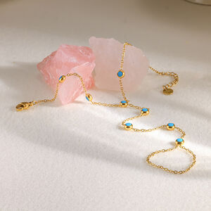 Handkette Aus Wasserdichtem Edelstahl In Goldfarbe Mit Naturstein h5 Bild3