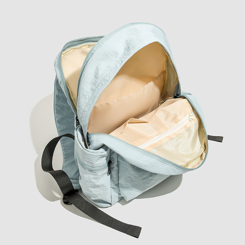 Lässiger Damenrucksack aus Nylon, ohne Aufdruck, einfarbig, rund h5 Bild5