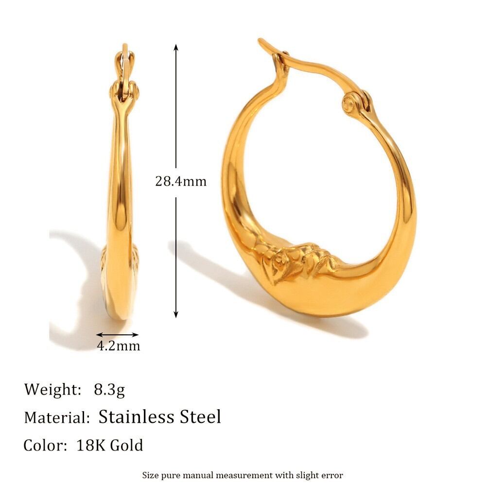 Wasserdichte Edelstahl-Ohrringe In Goldfarbe Mit Strasssteinen Für Damen 
